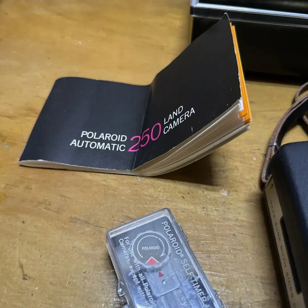 Polaroid 250 Automatic Land Camera Zeiss Complete Kit Case Film Flash & More